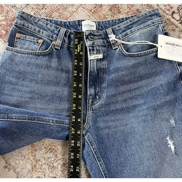 Closed Jean Milo Denim Jeans in Mid Blue High Waist Womens Size 26 NWT Raw Hem - Picture 10 of 14